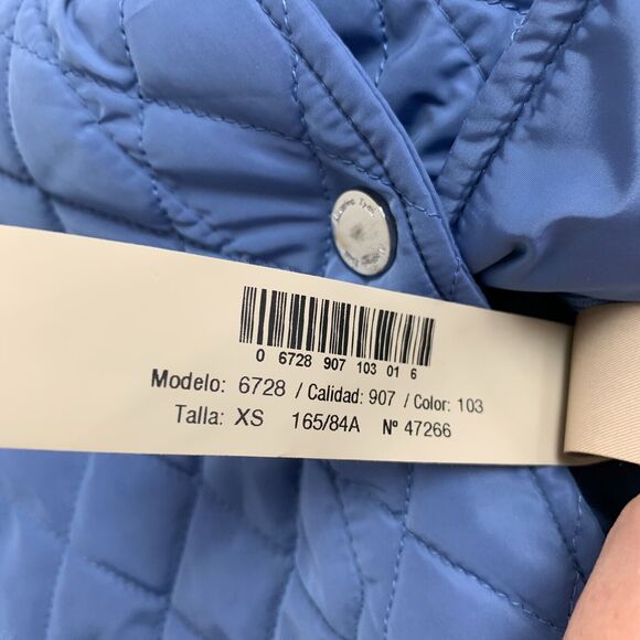 Massimo Dutti Puffer Vest Womens XS Extra Small Blue Jay Snap Button Quilted - Picture 9 of 11